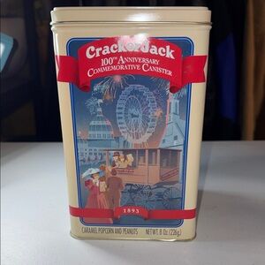 Cracker Jack 100th Anniversary Commemorative Canister - Cream and Red